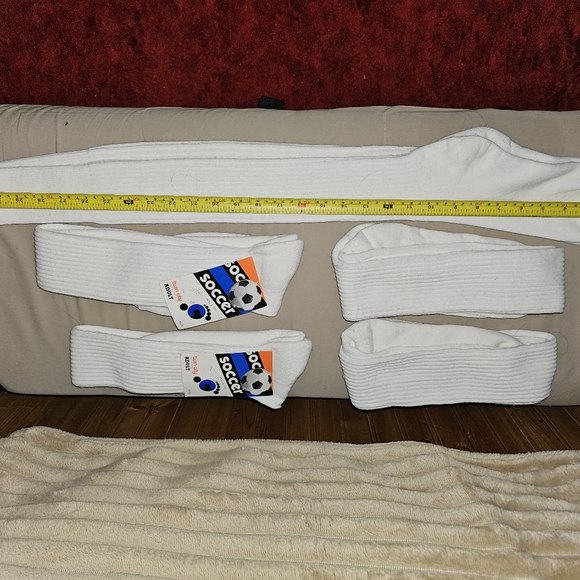 Over the knee / thigh-high white soccer sock. I have 1 pair left. - Picture 3 of 5